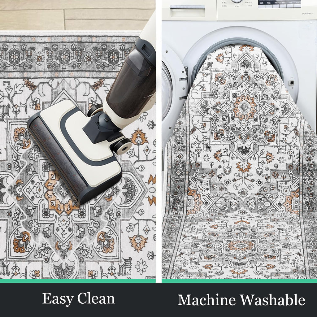 HEBE Hallway Runner Rug 2'x8', Washable Non Slip Kitchen Rug Runner
