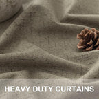 Dark Taupe Neutral Blackout Curtains 96 Inch Long 2 Panel Insulated Sliding Door Curtain UV Heat Blocking Drape for Living Room Bedroom Linen Cloth Canvas Burlap Primitive Decor Back Tab 52x96 Length