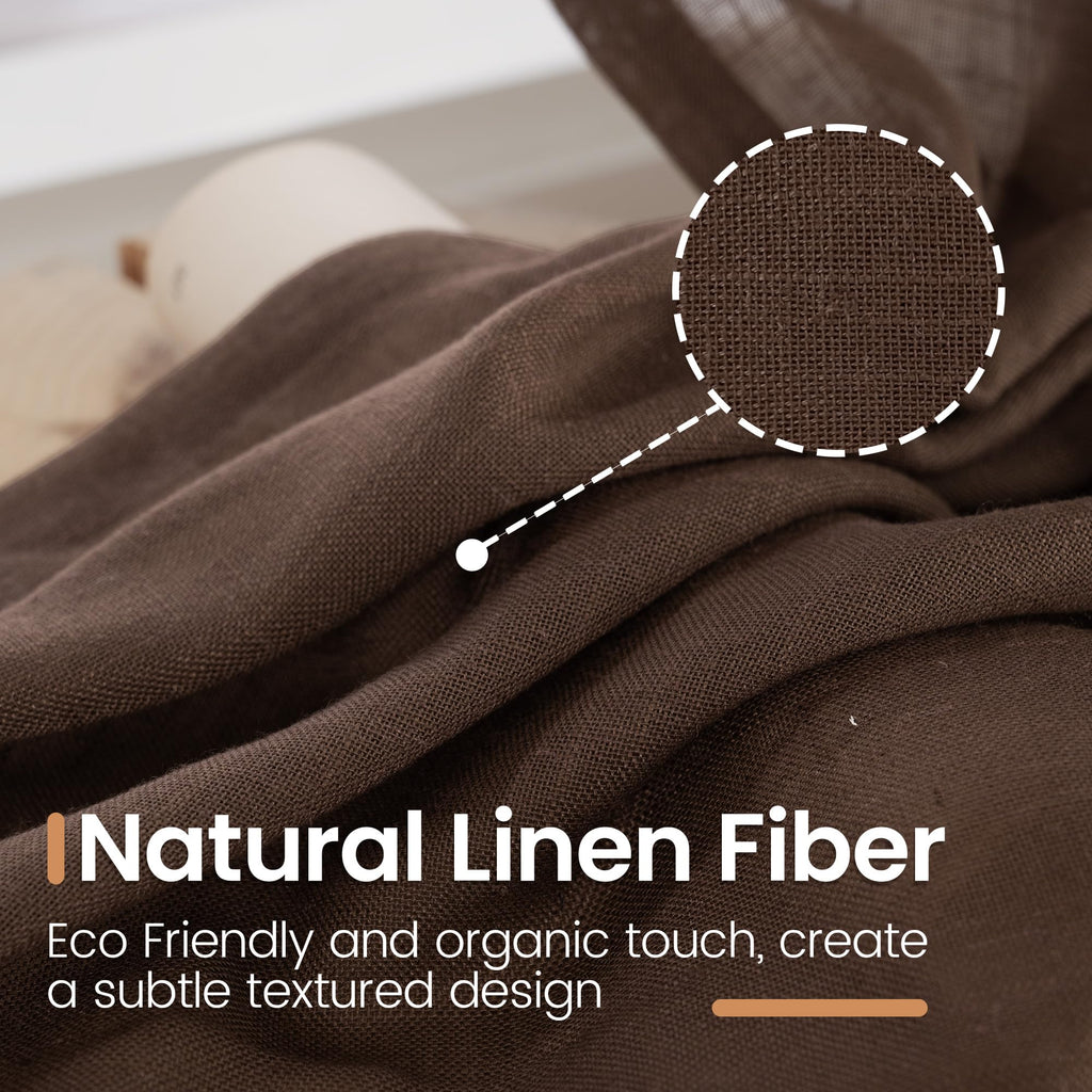 BGment Brown Linen Kitchen Curtains 40 Inch Length, Small Semi Sheer Drapes Textured for Cafe Window Over Sink Bathroom Decor Lightweight Rod Pocket, 2 Panels Set, Each 30 Inch Wide