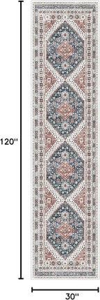 Madane Hallway Runner Rug 2'6''x10' Kitchen Runner, Non Slip Vintage Runners for Hallways Washable Kitchen Rugs Soft Low Pile 2.5x10 ft Rug Runner for Laundry Room, Entryway and Bedroom, Navy Blue