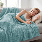 Exclusivo Mezcla Fleece Throw Blanket for Couch Sofa, 50”x70”, Celadon