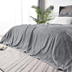 BEDELITE Fleece Blanket Queen Size – 3D Ribbed Jacquard Soft and Warm Decorative Fuzzy Blankets – Cozy, Fluffy, Plush Lightweight Throw Blankets for Couch, Bed, Sofa(Grey, 90x90 inches)
