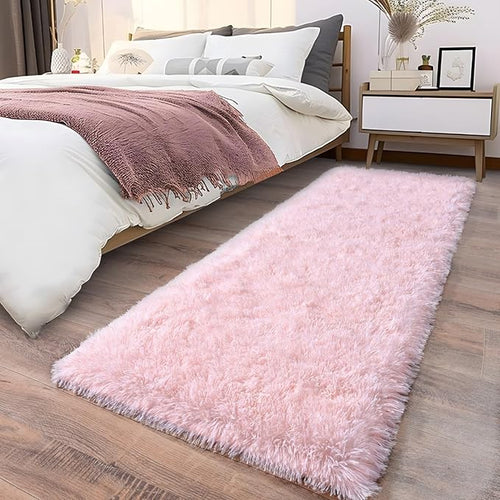 Ailyei Fluffy Shag Runner Rugs for Bedroom Hallways, 2x8 Grey Long Soft Throw Area Rug Non Slip for Bedside Dorm, Shaggy Furry Carpet for Nursery Living Room Home Decor — 2' x 6' (1 pc)