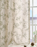 jinchan Floral Linen Curtains for Living Room 84 Inch Length Butterfly Curtain Sage Green Floral Curtains French Country Farmhouse Curtain Flower Patterned Drapes Window Treatment Set 2 Panels