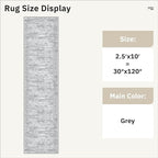Runner Rug 2'6" x 10' Washable Non-Slip Runner Rugs for Kitchen Bathroom Laundry Room Vintage Ultra Thin Runners for Hallway Entryway Grey