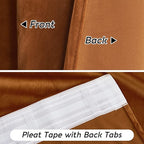 RYB HOME Orange Velvet Curtains 72 inches with Hook Belt, Back Tab