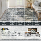 XLUEZ 8x10 Area Rugs for Living Room, Washable Modern Abstract Large Area Rug Neutral Soft Non Slip Kids Rug Stain Resistant Indoor Carpet for Bedroom Nursery Dining Room Office(BlackGreyGold, 8'x10')