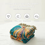 MSGKV Boho Throw Blanket for Bed Twin Size 100% Cotton Floral Blanket 60"x80" Couch Blankets Muslin Spring Breathable All Seasons Lightweight Farmhouse Blankets Home Decor