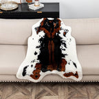Faux Cowhide Rug Cow Print Area Rug Premium Faux Animal Skin Hide Rugs Tricolor Decor Carpet Non-Slip Small Cowhide Rugs Mat for Bedroom Living Room Office Kitchen 43.3X33.4Inches