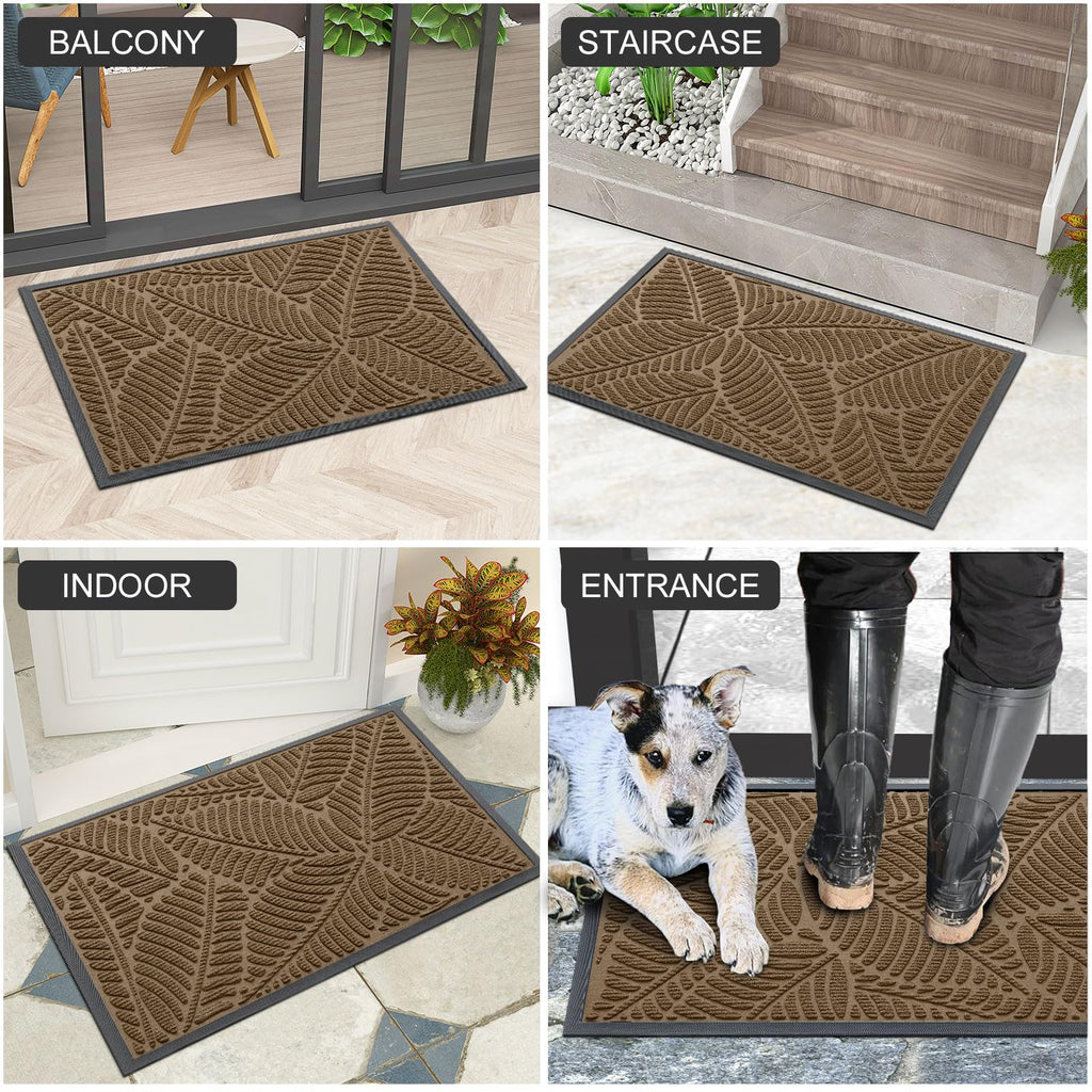 Colorxy Waterproof Front Doormat, Sturdy Natural Rubber Door Mat, 71x47