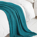 BOURINA Throw Blanket Textured Solid Soft Sofa Throw Couch Cover Knitted Decorative Blanket, 60 inch x 80 inch Teal