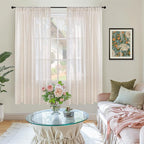 BGment Oatmeal Linen Semi Sheer Curtains 63 Inch Length for Living Room - Rod Pocket Light Filtering Drapes Lightweight Camel Window Treatments for Bedroom Farmhouse, 2 Panels Set, 52 X 63 Inch