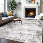 IOHOUZE Abstract Area Rugs 6x9 Ft Washable Rugs for Living Room, Non Slip Dining Room Rug, Printed Faux Wool Rugs for Bedroom, Floor Carpet for Office Nursery Playroom, Grey Beige