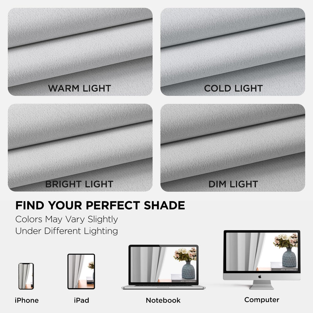 Joydeco White Curtains 108 Inches Long 2 Panels Set, Thermal Insulated Long Curtains& Drapes 2 Burg, Room Darkening Grommet Drapes for Living Room Bedroom Window (W52 x L108 Inch, Greyish White)