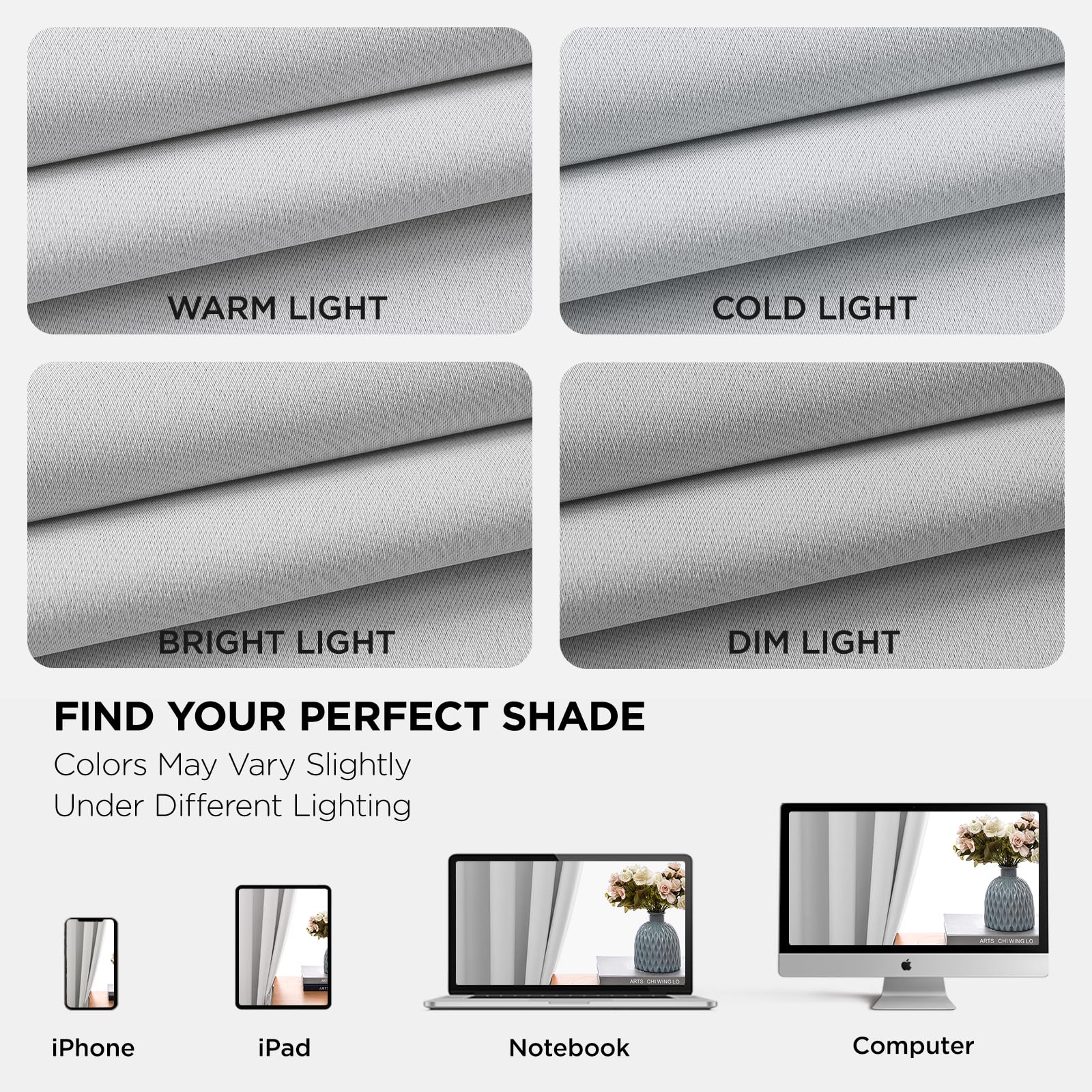 Joydeco White Curtains 108 Inches Long 2 Panels Set, Thermal Insulated Long Curtains& Drapes 2 Burg, Room Darkening Grommet Drapes for Living Room Bedroom Window (W52 x L108 Inch, Greyish White)