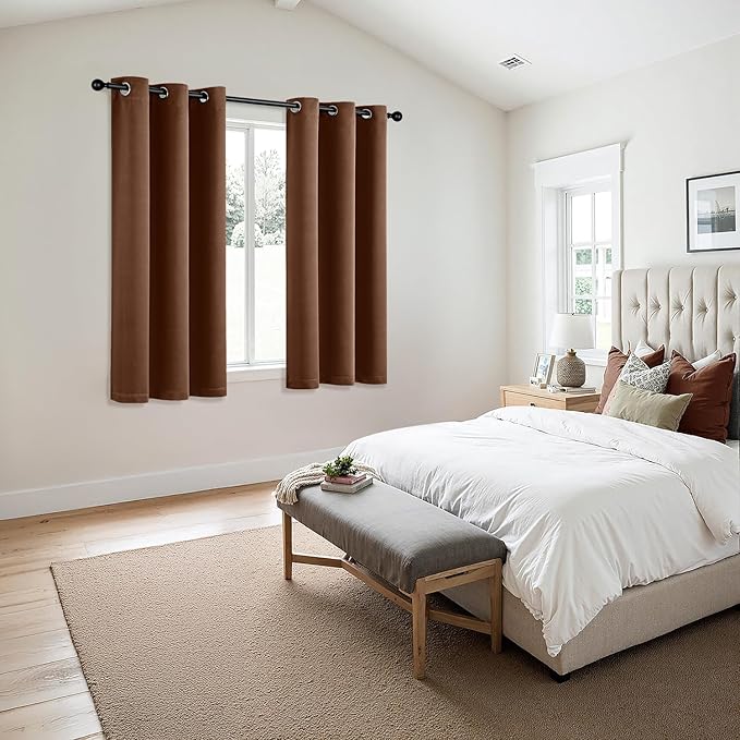 MIULEE Blackout Curtains for Bedroom 2 Panels 40 x 45 Inch Long Mocha Brown