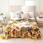 MSGKV Boho Throw Blanket Queen Size 90"x90" Cotton Blanket for Bed Spring Breathable Throw Blanket for Living Room Home Decorative