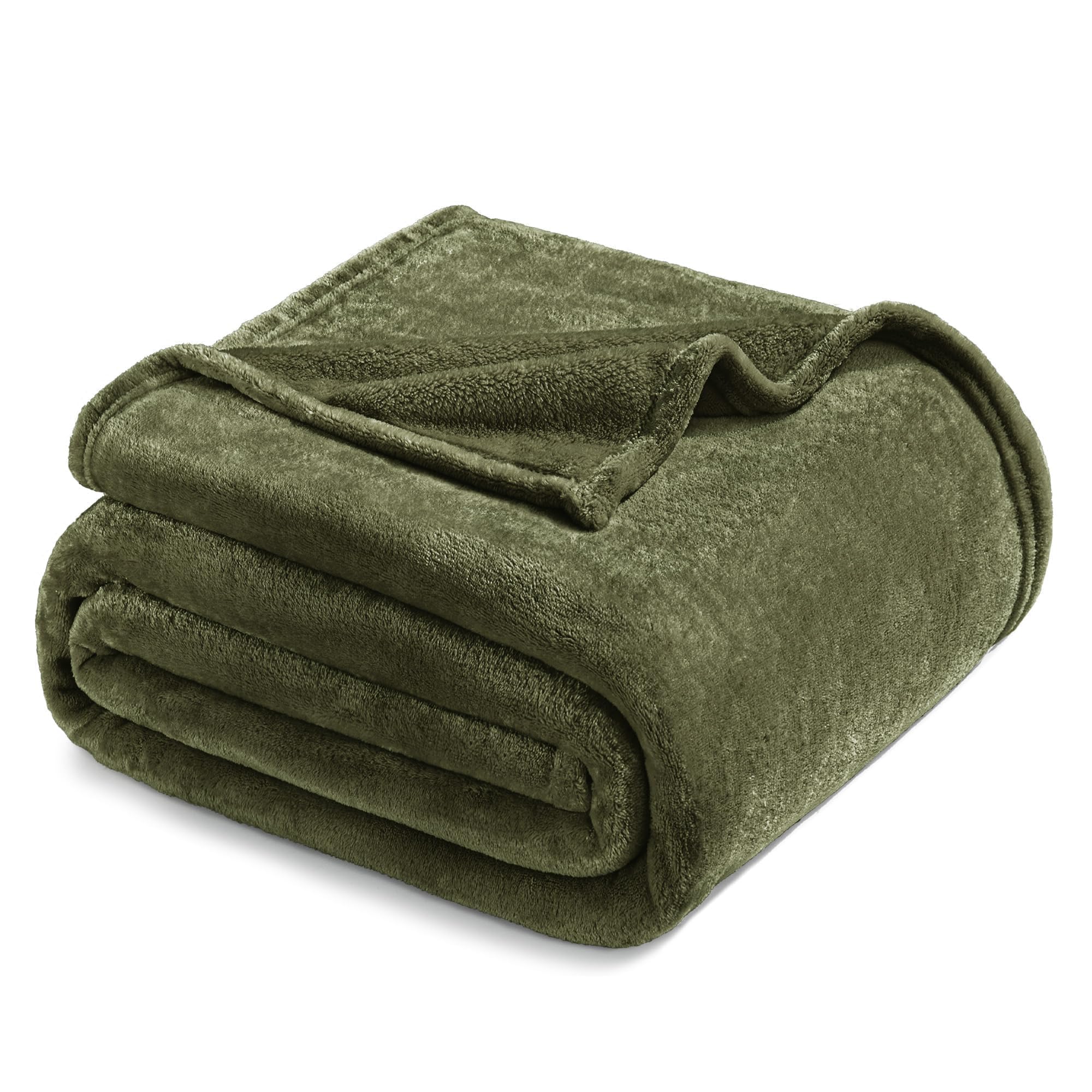 Exclusivo Mezcla Soft Fleece Blanket King Size for Bed, Olive Green