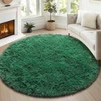 ONASAR Dark Green Round Area Rug 4ft, Soft Bedroom Circle Rugs for Kids Girls Teen Room, Cute Furry Plush Shaggy Carpet for Baby Nursery Living Room Playroom Dorm Christmas Home Decor