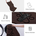 Smiry Dog Door Mat for Muddy Paws, Absorbent Dirt Trapper Non Slip Quick Dry Washable Chenille Mat for Mud Dogs, Entry Rug for Indoor and Outdoor (48x30 Inches, Brown and Black)