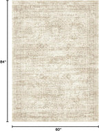 5x7 Area Rugs Beige Low Pile Indoor Washable Trendy Faded Style Rugs for Bedroom Living Room Dining Room Foldable Non-Slip Thin Print Home Office Mat