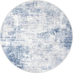 IOHOUZE Round Area Rug 3 Ft Circle Entryway Rugs Round Washable Door Mat Indoor Entrance, Non Slip Circle Front Door Rug, Printed Abstract Faux Wool Floor Carpet for Foyer Porch Sink, Light Blue Grey