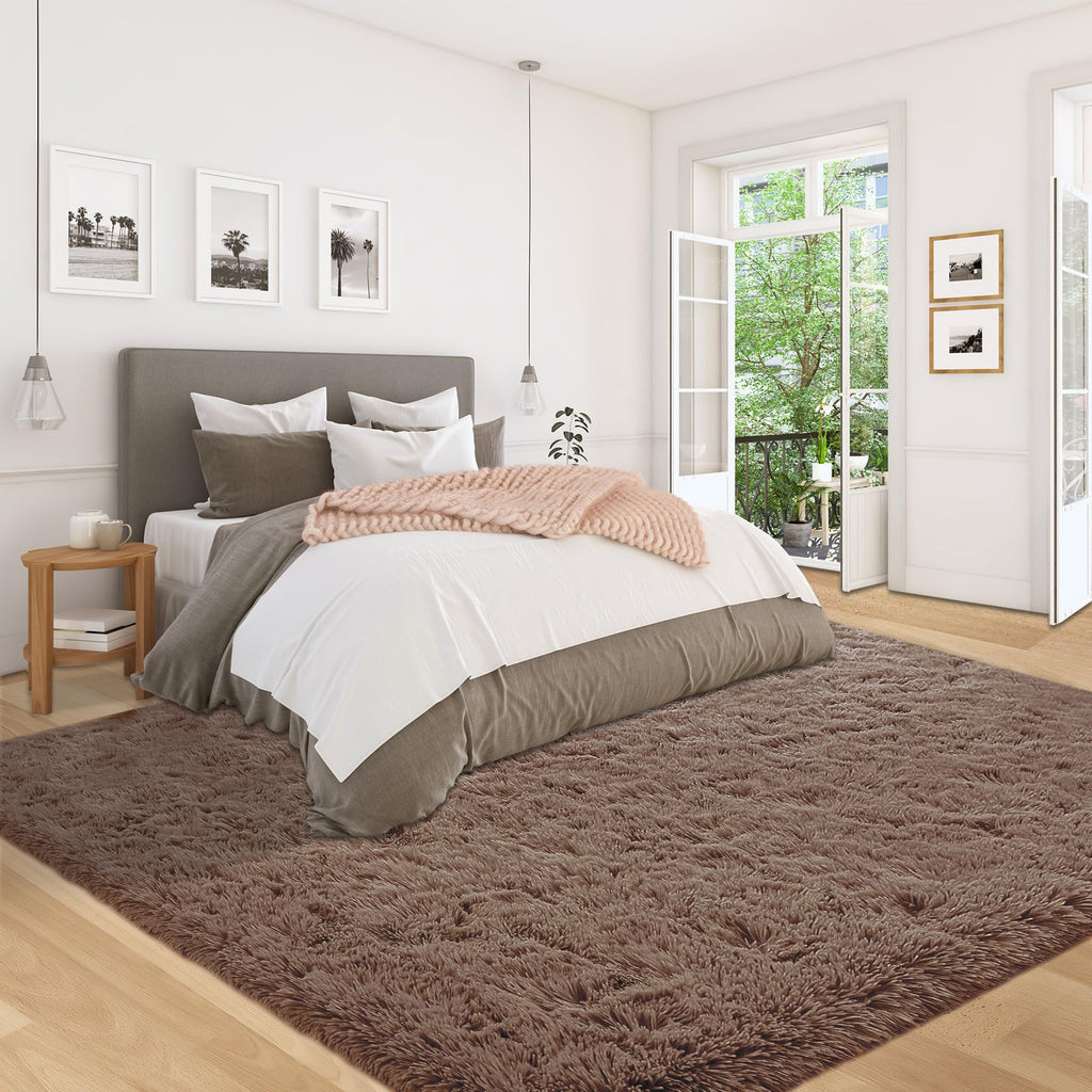5x8 Area Rug for Living Room: Fluffy Shag Soft Washable Rugs Fuzzy Plush Indoor Carpet for Bedroom Nursery Playroom Dorm Kids Girls Boys Room (Coffee, 5'x8')