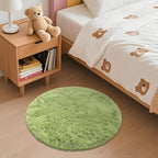 OLANLY Grass Green Round Rugs for Bedroom - Machine Washable, 2 ft Circle Area Rugs for Living Room, Soft and Fluffy Shaggy Carpet for Teen Girls and Boys, Nursery Rooms, Dorms, Home Decor Aesthetic