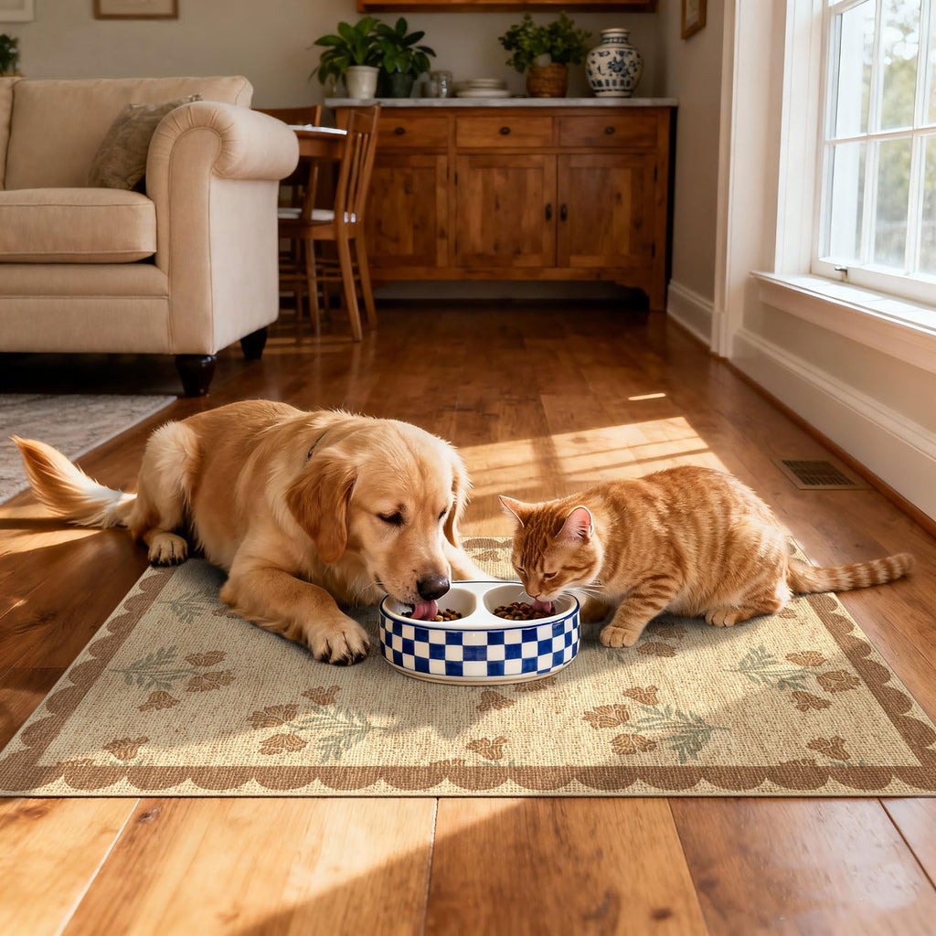 Othilic Front Door Mat Outside Entrance - 2x3 Floral Non-Slip Washable Doormat Indoor Outdoor Mat Jute-Look Farmhouse Tan Scalloped Entry Rug Small Throw Rugs for Entryway Kitchen Front Porch Decor