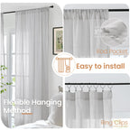 BGment Light Grey Linen Semi Sheer Curtains 63 Inches Long for Living Room - Rod Pocket Light Filtering Window Drapes Natural Textured for Bedroom Lightweight Rustic, 2 Panels Set, 52 X 63 Inch