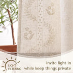 jinchan Belrose Lined Linen Blend Curtains Boho Floral Curtains for Bedroom 84 Inch Length Ivory Embroidered Drapes Rod Pocket Farmhouse Flower Drapes for Living Room Window Treatments Set 2 Panels