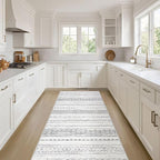 Nakagishi Runner Rug Kitchen Washable Rugs: 2x6 Non-Slip Boho Soft Modern Stain Resistant Indoor Floor Neutral Farmhouse Throw Carpet for Hallway Bathroom Laundry Room Entryway Bedroom- Grey