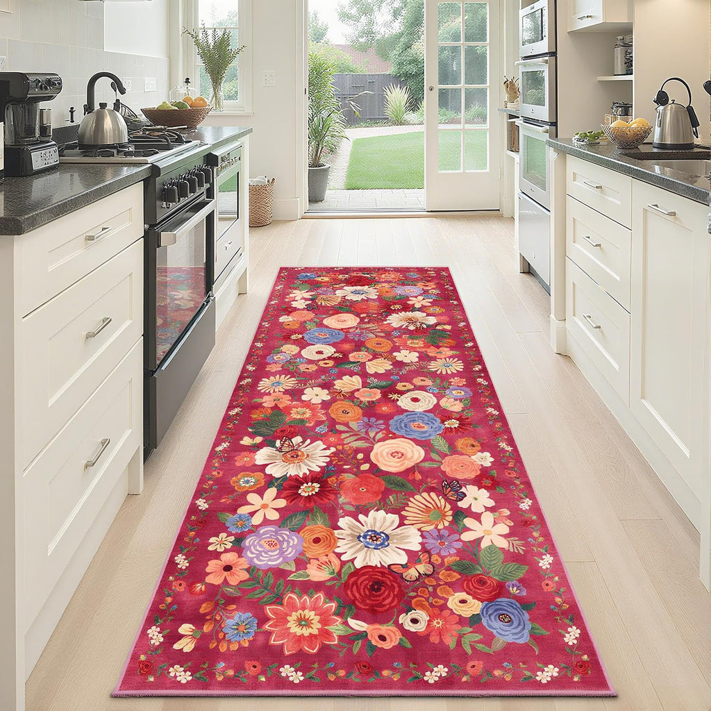 Babovid Red Hallway Runner Rug 2x6 for Bedroom Kitchen