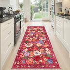 Babovid Red Hallway Runner Rug 2x6 for Bedroom Kitchen