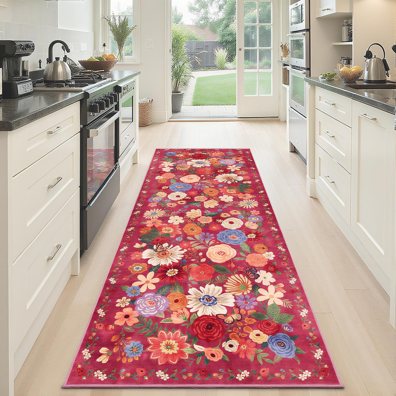 Babovid Red Hallway Runner Rug 2x6 for Bedroom Kitchen
