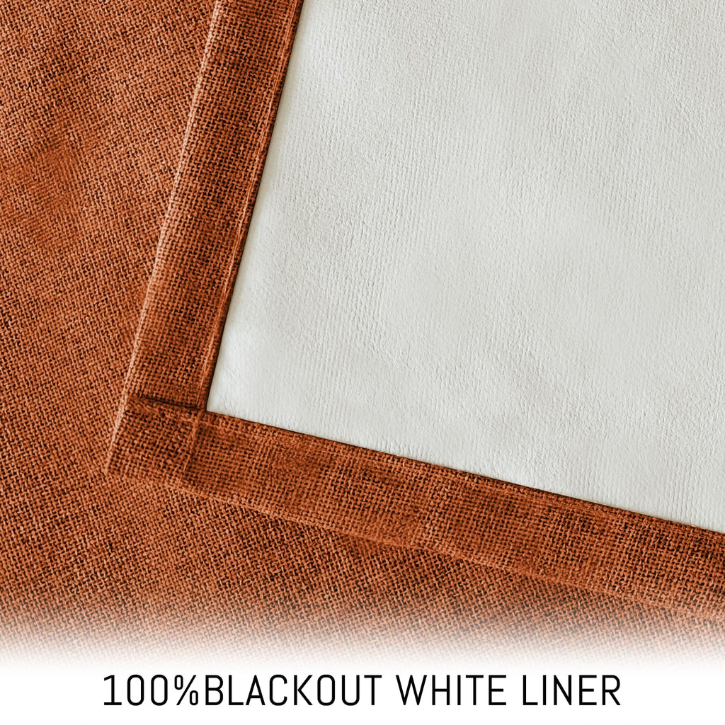 Yakamok Burnt Orange Linen Curtains 63 Inches Long for Living Room