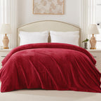 Exclusivo Mezcla Soft Waffle Fleece Bed Blanket King Size, Deep Red