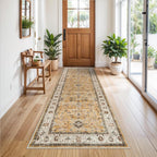 Washable Runner Rug 3x8 - Hallway Runner Rug Kitchen Rugs and Mats Non Skid Washable Waterproof Carpet Runner for Living Room Bedroom Bathroom (Gold, 3X8)