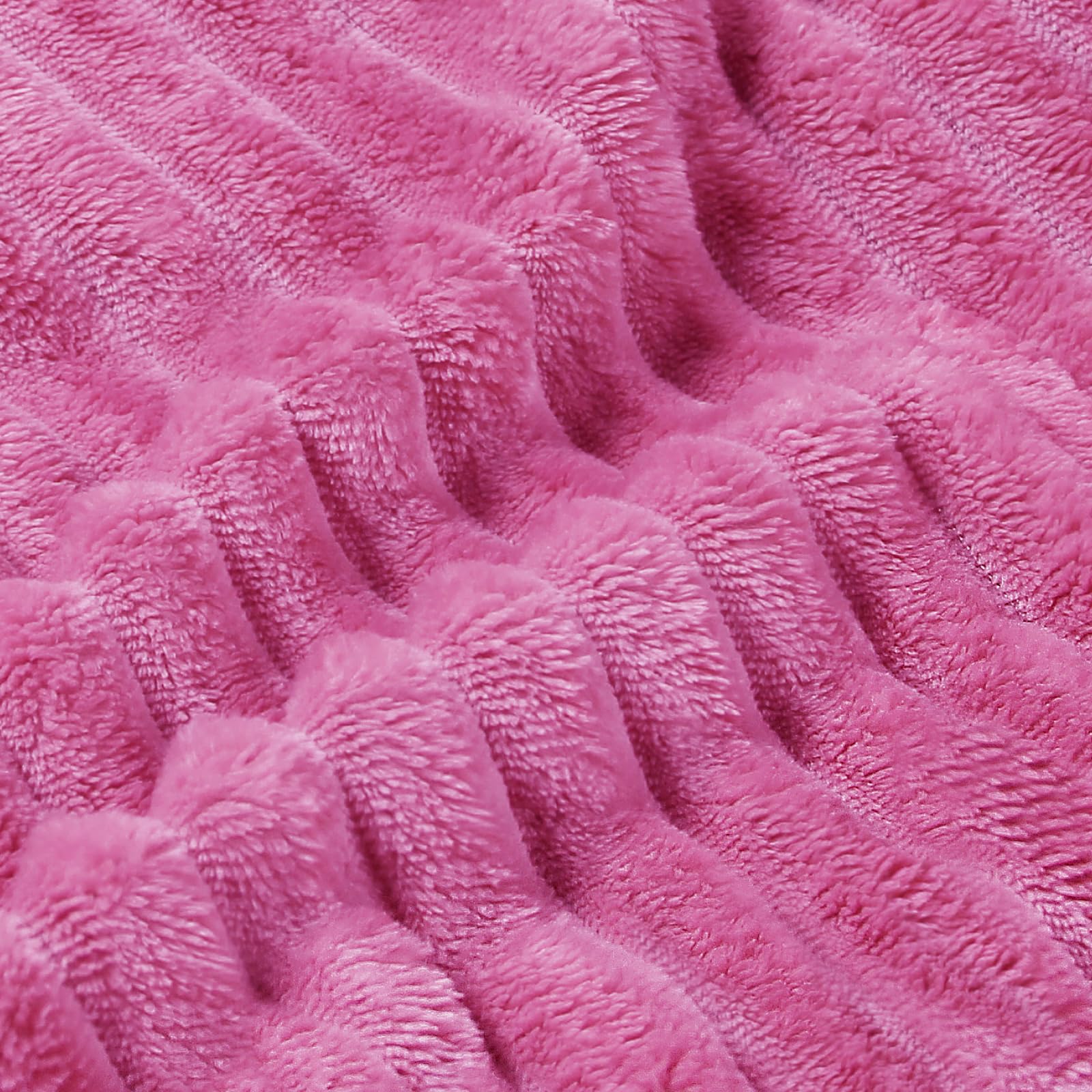 BEDELITE 3D Ribbed Jacquard Hot Pink King Size Blanket for Bed, 108x90 Inch