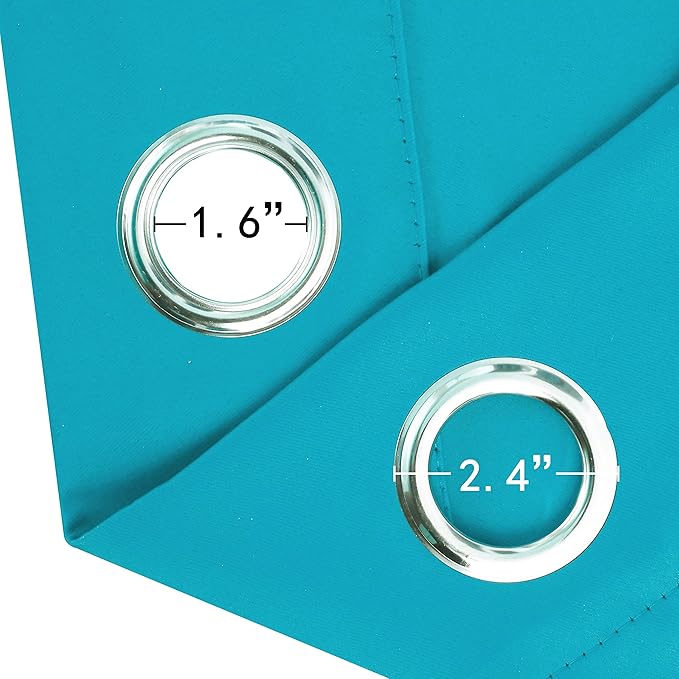 LEMOMO Teal Blackout Curtains 34 x 84 Inch Length/Set of 2 Curtain Panels/Thermal Insulated Room Darkening Blackout Curtains for Bedroom