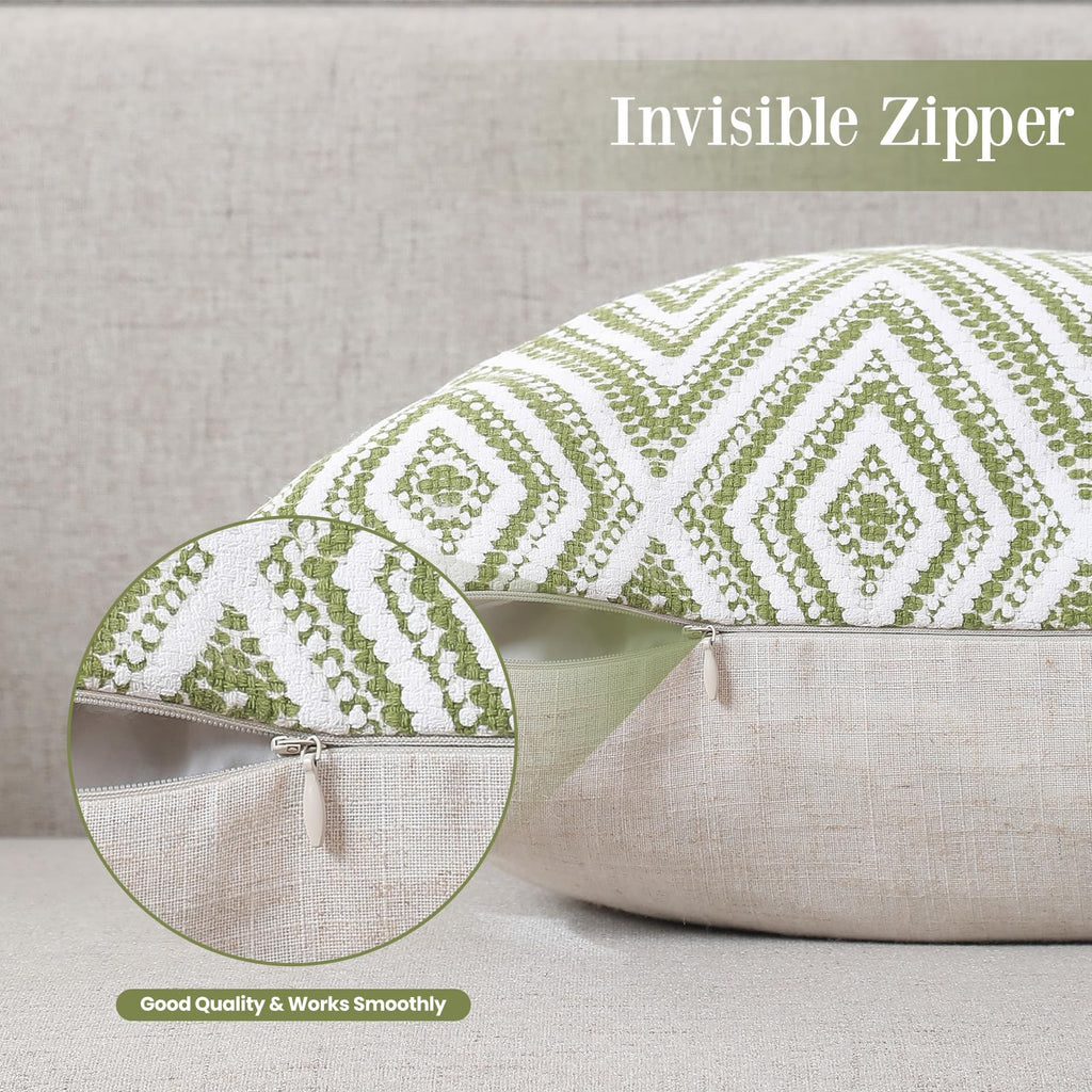 HPUK Throw Pillow Covers 20x20, 4 Pack, Green Textured Couch Pillow Covers