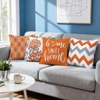 Hexagram Geometric Orange Pillow Covers 20x20 Set of 4, Decorative Outdoor Boho Modern Throw Pillow Covers, Home Sweet Home Farmhouse Cushion Case for Couch Sofa Bedroom Indoor Decor(No Insert)
