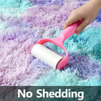 Deerhoo Large Shag Area Rugs 5 x 8, Tie-Dyed Plush Fuzzy Rugs for Living Room, Ultra Soft Fluffy Furry Rug for Bedroom, Indoor Carpet Nursery Rugs for Kids Room Home Decor, Rainbow