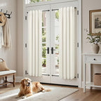 Pitalk 100% Blackout Cream Ivory Linen Curtains 48 Inches Long Linen Textured Living Room Kitchen Curtains Full Room Darkening Black Out Short Curtain for Bedroom Window 2 Panels 36 x 48 Inch Length