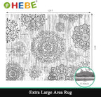 HEBE Area Rug for Living Room 9'x12', Washable Non Slip Boho Bedroom Rug