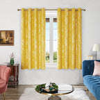 Deconovo Blackout Curtains Yellow, 52 x 84 Inch 2 Panels Set Drapes for Living Room, Modern Silver Tree Print Pattern, Thermal Insulated Soundproof Window Panel for Bedroom Office, Machine Washable