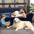 ZNSAYOTX Super Stretch Couch Cover Love Seat Sofa Covers for Living Room Dogs Pet Friendly Furniture Protector Spandex Loveseat Slipcovers with Anti Slip Foam Sticks (Navy Blue, Loveseat)