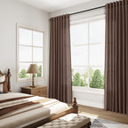 Nanspring Cappuccino Linen Blend Light Filtering Back Tab Curtains 96 Inches Long, Semi Sheer Privacy Drapes for Living Room & Bedroom, 52x96 inch, 2 Panels