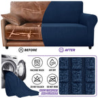 ZNSAYOTX Super Stretch Couch Cover (72"-92") Universal Sofa Covers with Elastic Bottom, Dog Cat Pets Friendly Washable Furniture Protector Fitted Sofa Slipcovers Stay in Place (Navy Blue, Sofa)