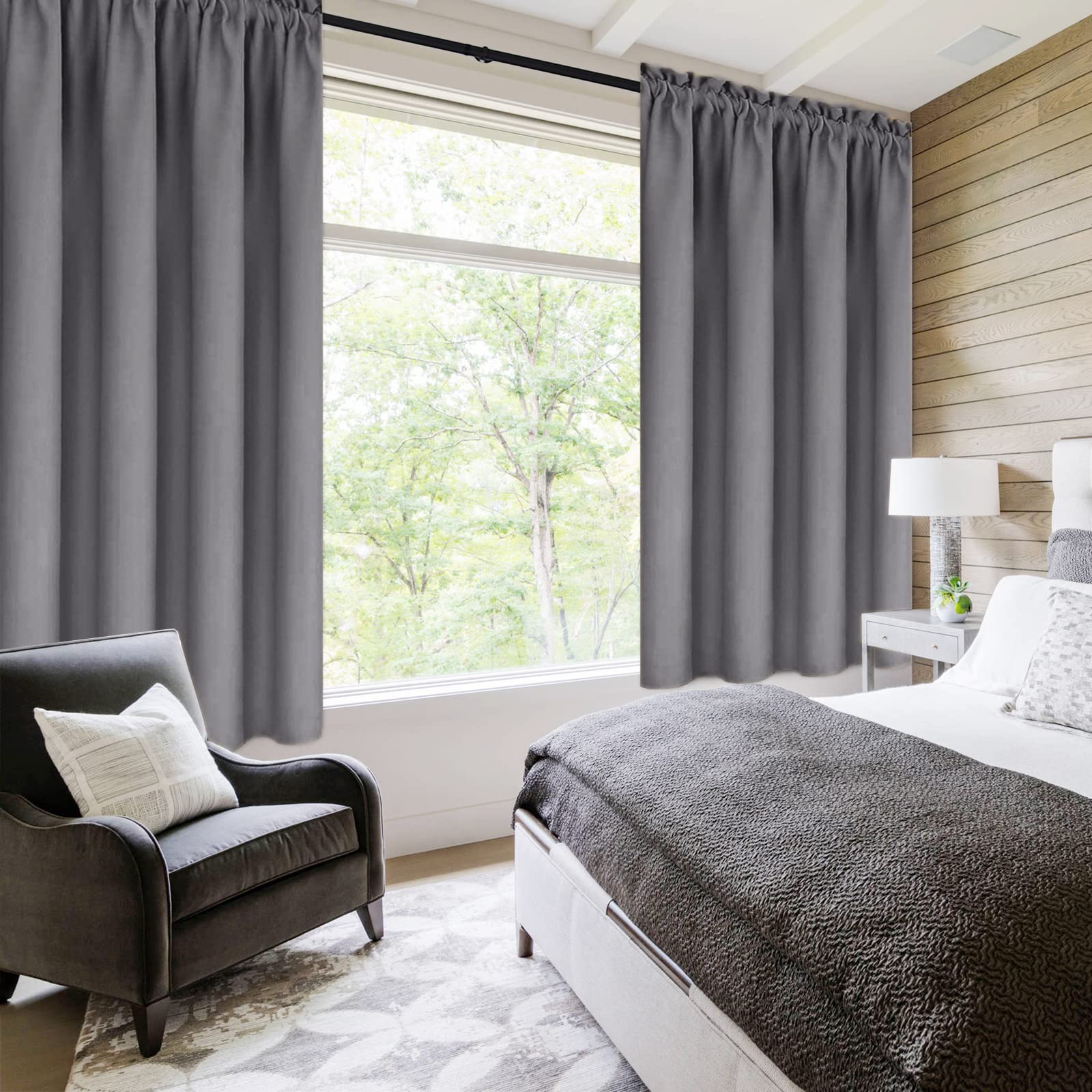 DWCN Blackout Curtains for Bedroom Living Room 42 x 63 Inch Long Grey